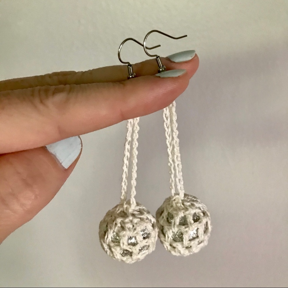 Crochet Foil Ball Earrings